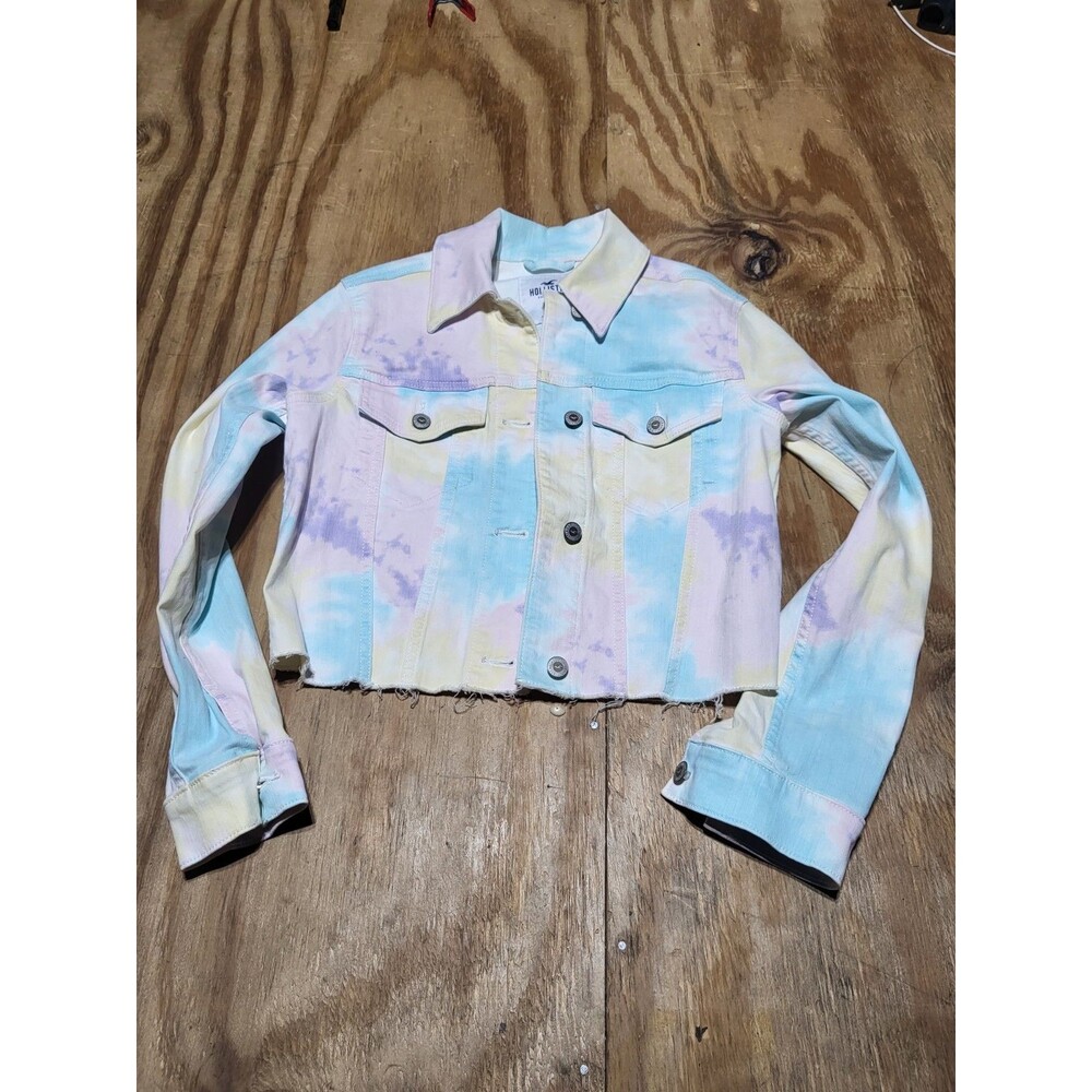 Hollister Pastel Tie Dye Croptop Cotton Denim Jean Jacket Women S @F5